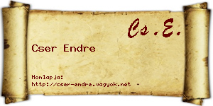 Cser Endre névjegykártya
